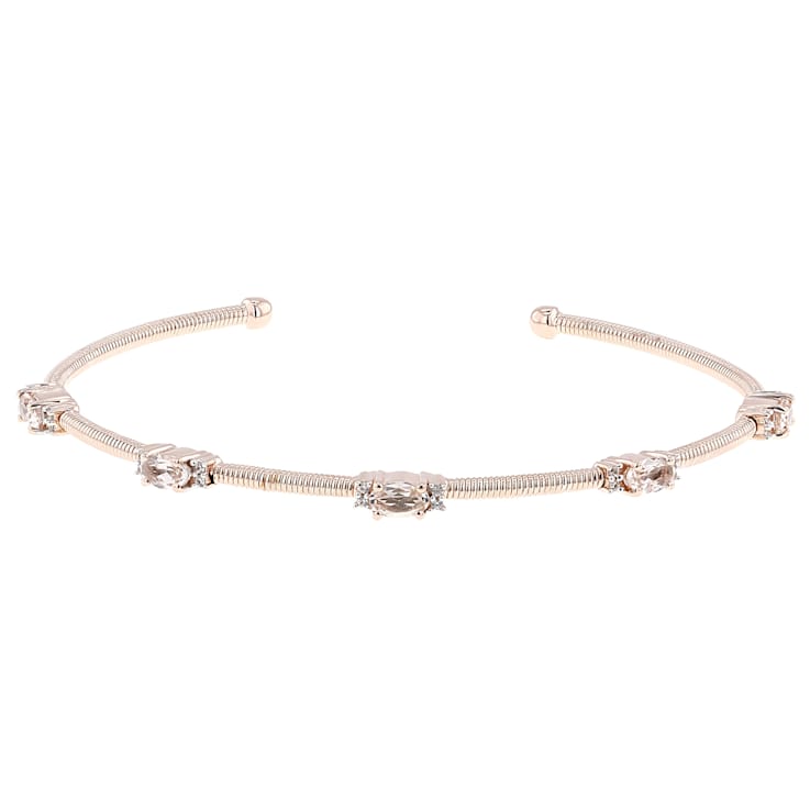 Morganite And White Zircon Cuff Bracelet In 18K Rose Gold Over Sterling
Silver 1.06ctw