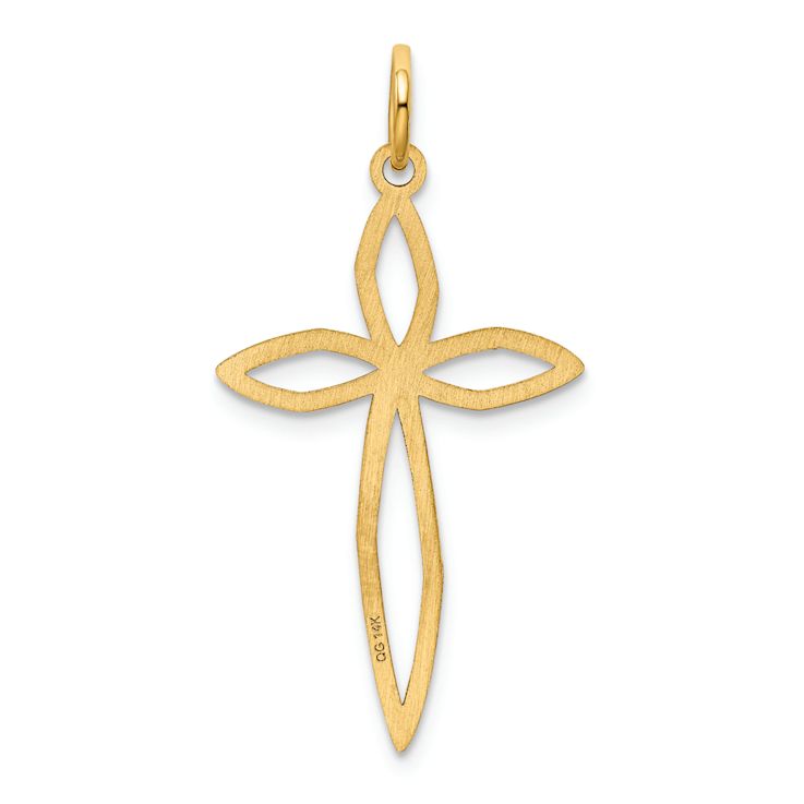 14k Yellow Gold Laser Designed Passion Cross Pendant