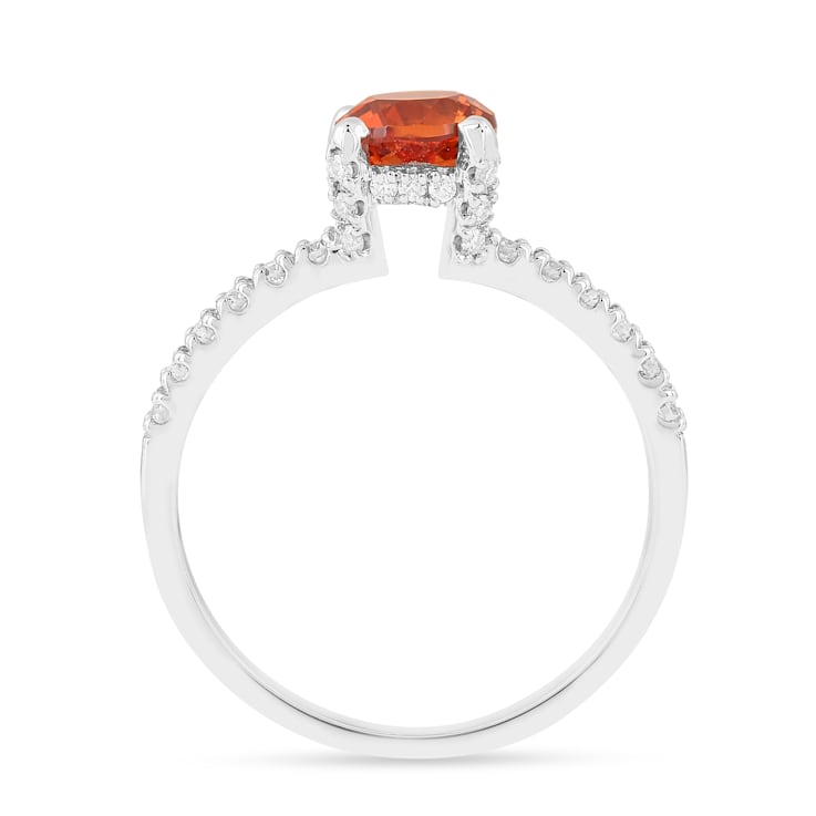 Peach Orange Lab Created Padparadscha Sapphire Round Rhodium Over
Sterling Silver Solitaire Ring