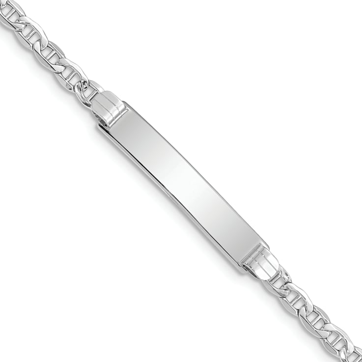 Rhodium Over 14k White Gold Mariner Link ID Bracelet