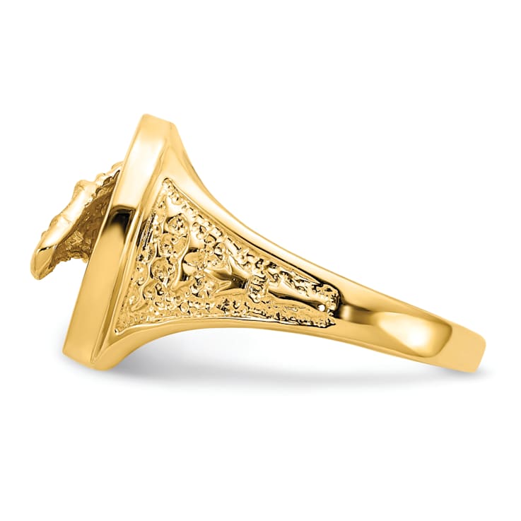 10K Yellow Gold Polished Horseshoe with Horse in Center Ring