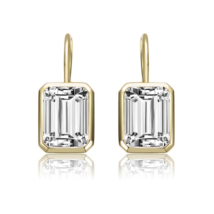 CZ Baguette Drop Earrings In 14K Gold Over Sterling Silver