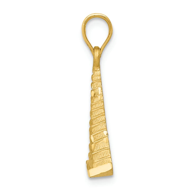 14k Yellow Gold Brushed and Diamond-Cut Pyramid Pendant