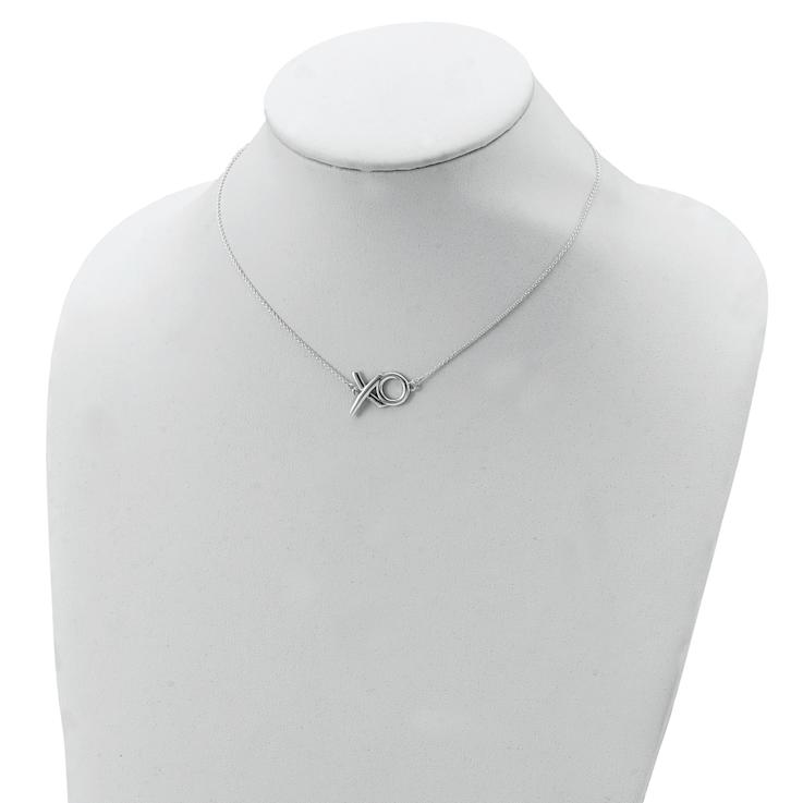 Sterling Silver Polished XO with 2-inch Extension Necklace