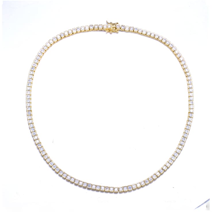 Classic CZ Tennis Necklace In 14K Gold Over Sterling Silver 16 Inch