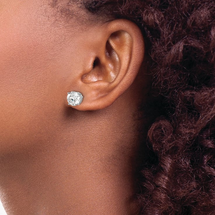 Rhodium Over 14K White Gold 4ct. 8.0mm Round G H I True Light Moissanite
Screwback Earrings