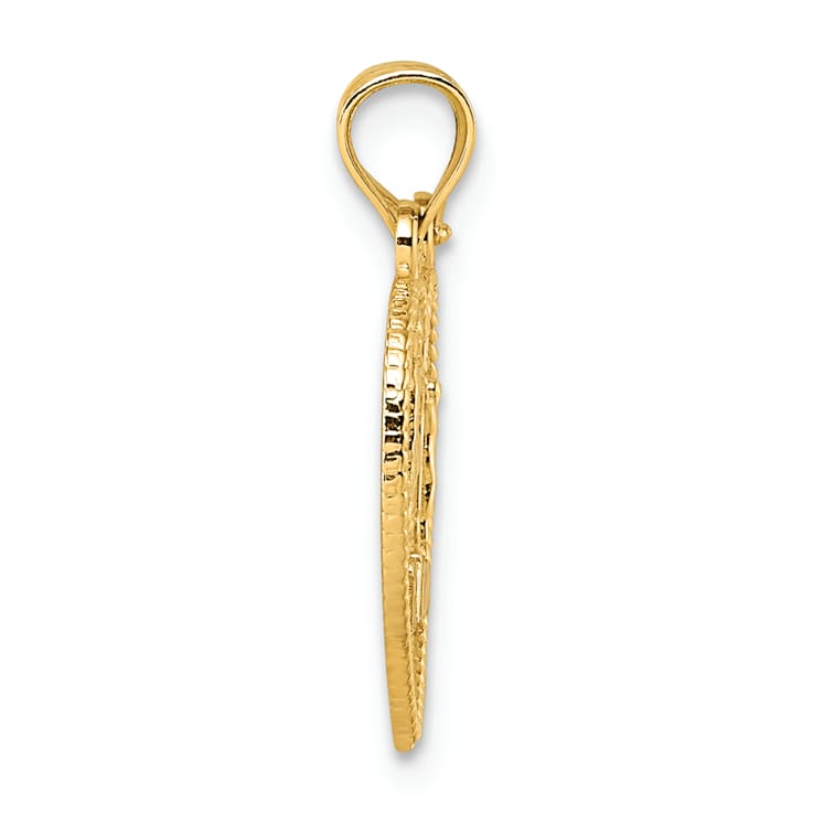 14K Yellow Gold Polished Te Amo Spanish Religious Break-apart Heart Pendant