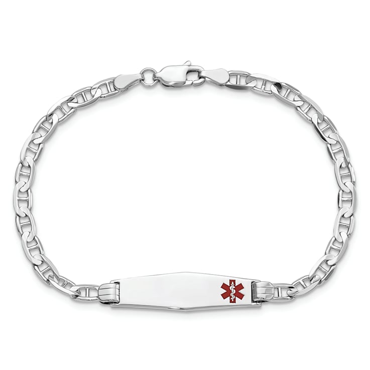 Rhodium Over 14k White Gold Medical Soft Diamond Shape Red Enamel
Mariner Link ID Bracelet