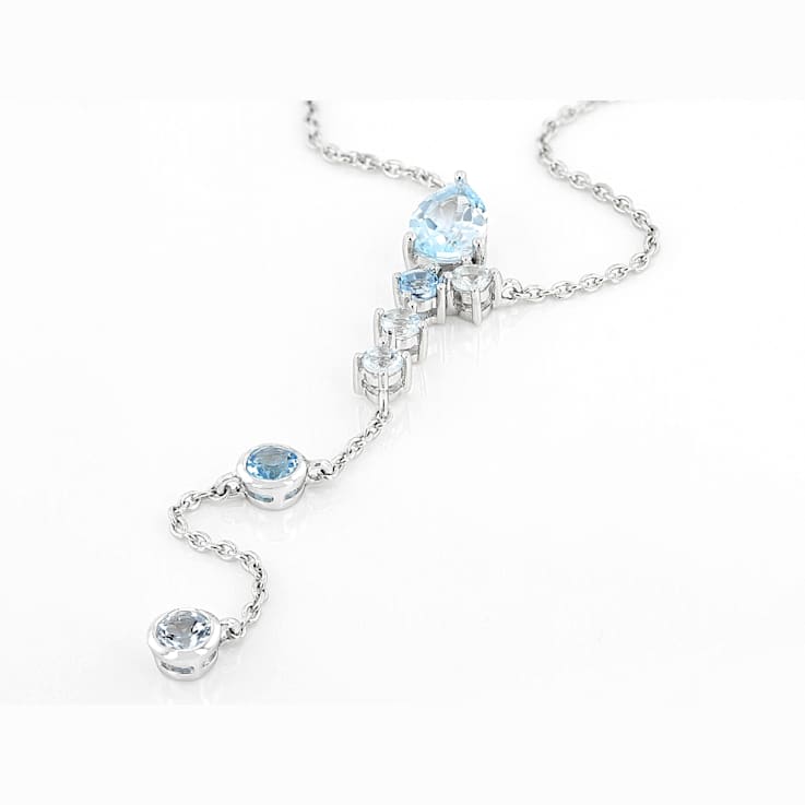 Multi-Blue Topaz And Aquamarine Pendant Necklace In Sterling Silver 2.55ctw