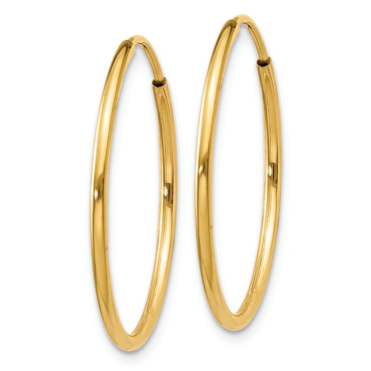 14k Yellow Gold 1" Endless Hoop Earrings