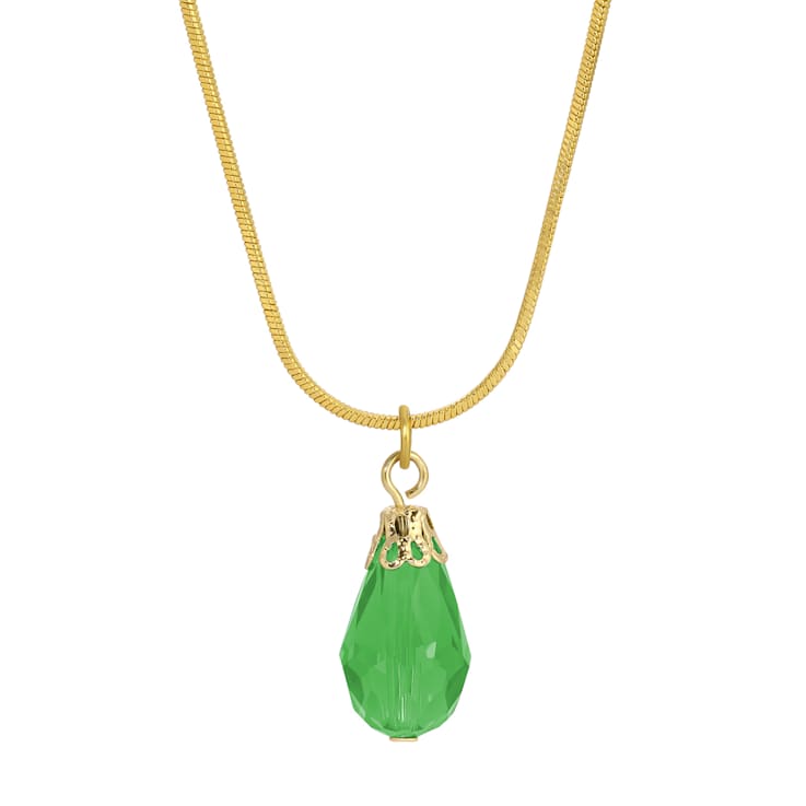 Yellow Base Metal Faceted Teardrop Bead Necklace 15"