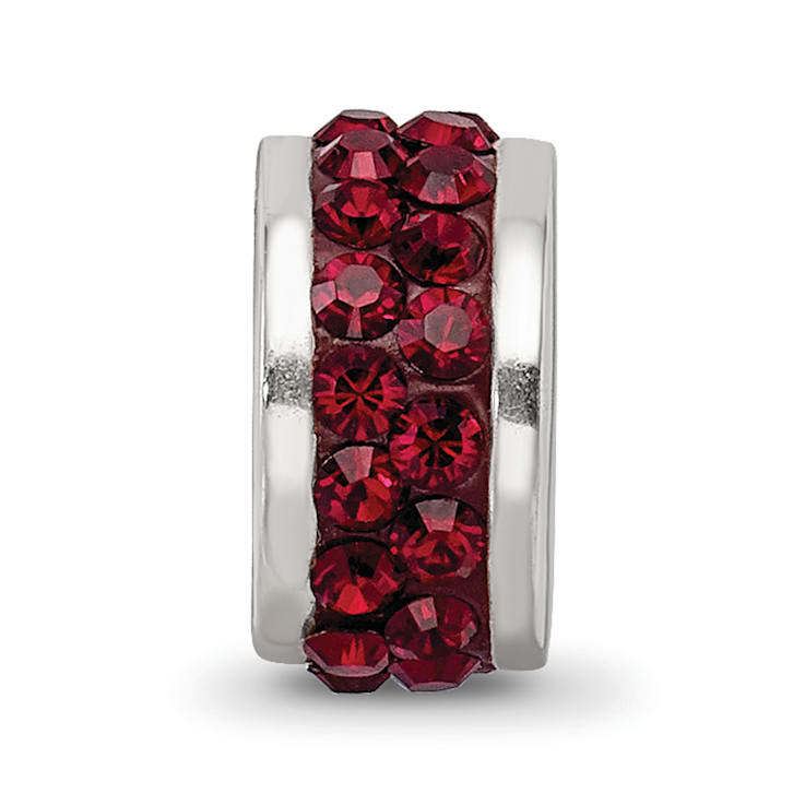 Sterling Silver Reflections Dark Maroon Double Row Preciosa Crystal Bead