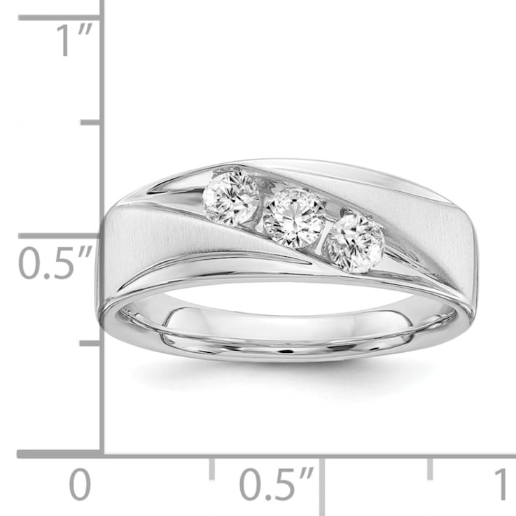 Rhodium Over 14K Gold Lab Grown Diamond SI1/SI2, G H I, Men's 3-stone Band