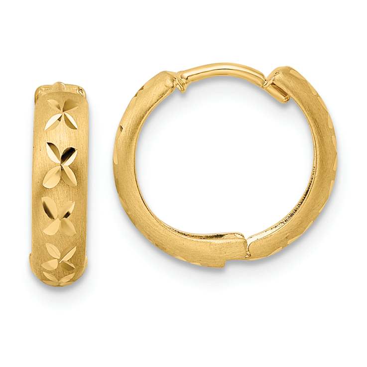14k Yellow Gold Diamond-Cut X and Satin 1/2