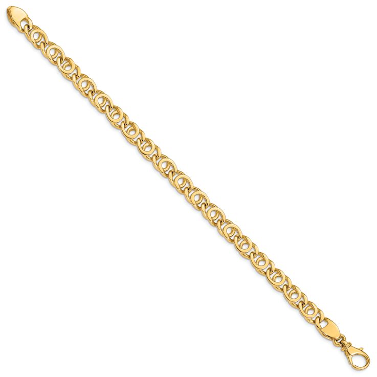 10k Yellow Gold 7mm Hand Polished Fancy Link Bracelet