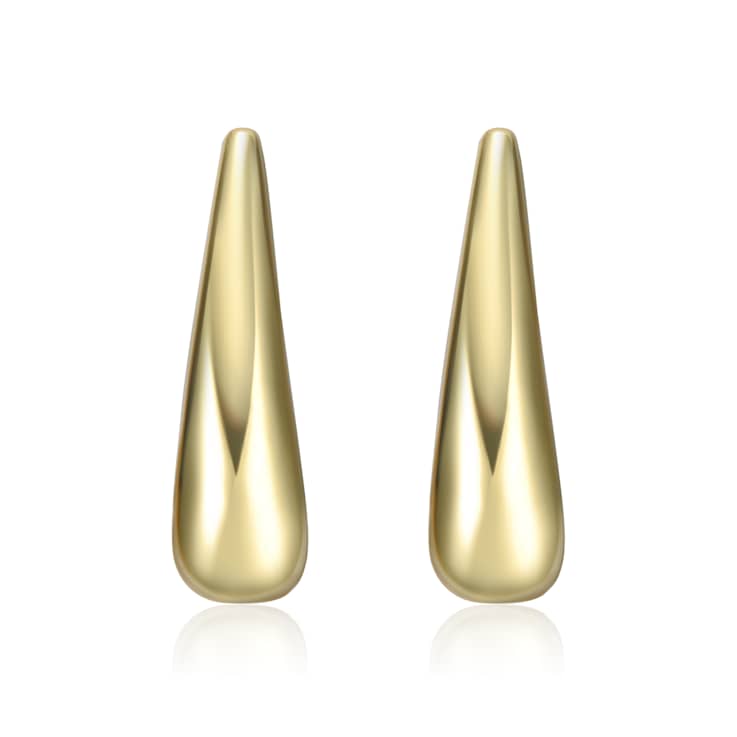 Polished J-Hoop Earrings In 14K Gold Over Brass