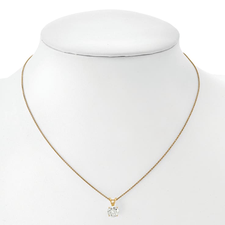 14K Yellow Gold 1/4 ct. 4.0mm Round D E F Pure Light Moissanite Pendant
with Chain