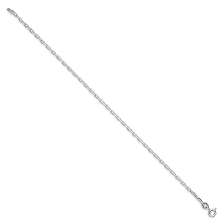 Sterling Silver 2.2mm Diamond-cut Long Link Cable Chain Bracelet
