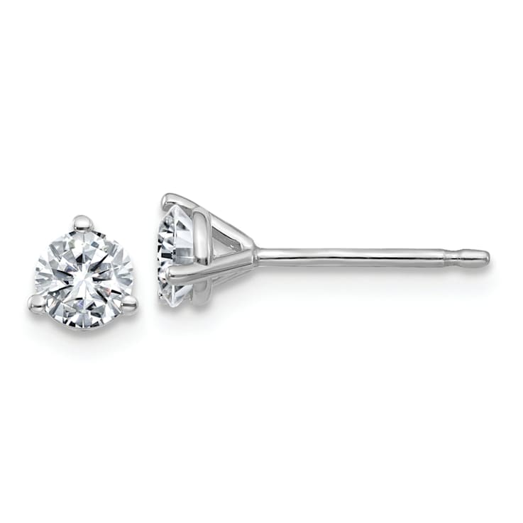 Rhodium Over 14K White Gold 1/2ct. 4.0mm Round G H I True Light
Moissanite Earrings