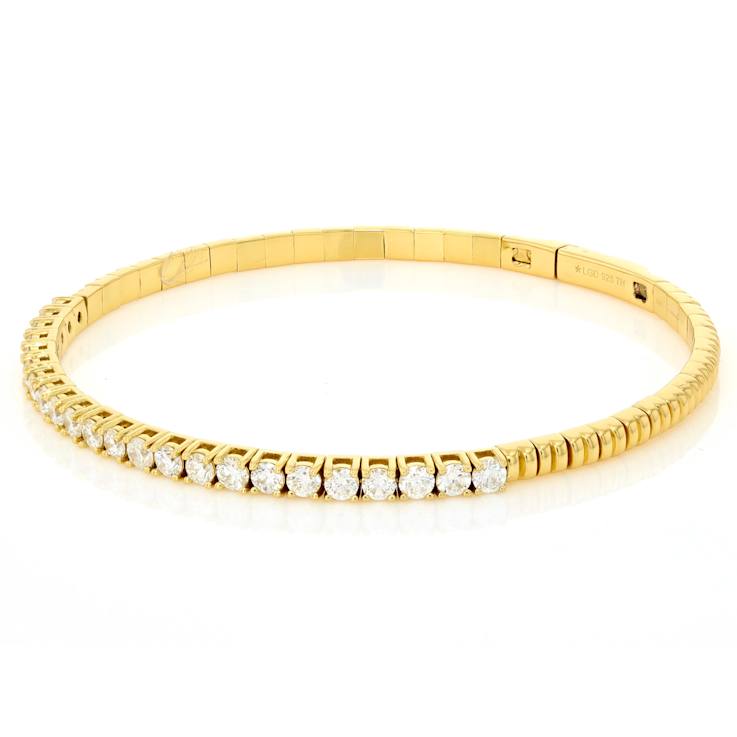 Lab-Grown Diamond Flex Bangle In 14K Gold Over Sterling Silver