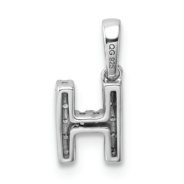 14K White Gold Diamond Letter H Initial with Bail Pendant