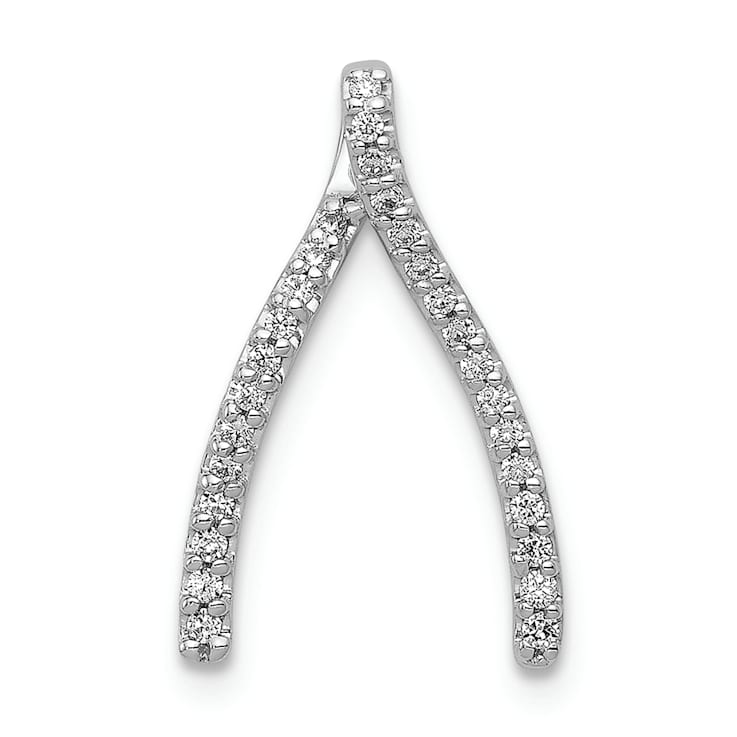 Rhodium Over 14k White Gold Diamond Wishbone chain slide