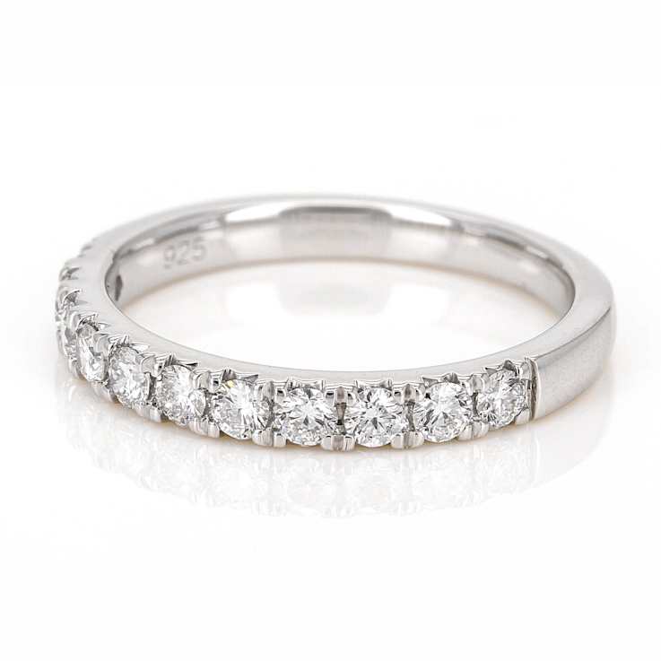 Polished Lab-Grown Diamond Band Ring 0.50ctw In Sterling Silver