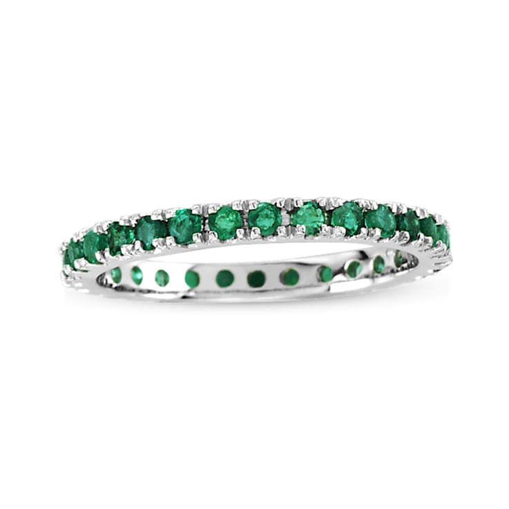 0.66ctw Emerald Eternity Band Ring in 14k White Gold