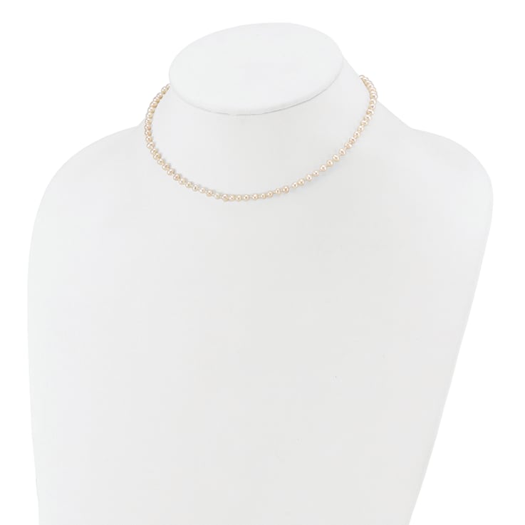 14k Yellow Gold 3-4mm White Near Round Freshwater Cultured Pearl 16 Inch Necklace
