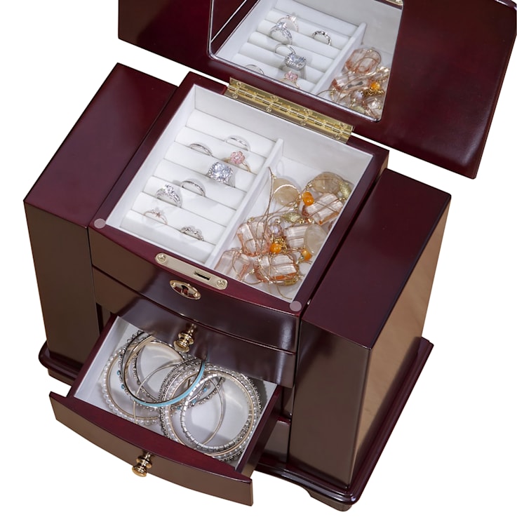 Mele and Co Waverly Locking Wooden Jewelry Box