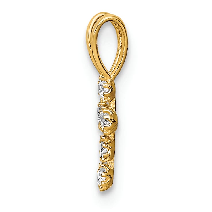 14k Yellow Gold Cubic Zirconia Cross Pendant