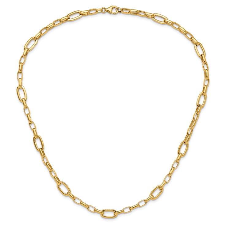 14K Yellow Gold Polished Fancy Cable Link Necklace
