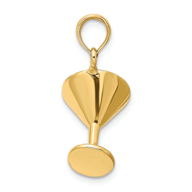 14k Yellow Gold 3D Polished Martini Glass Charm