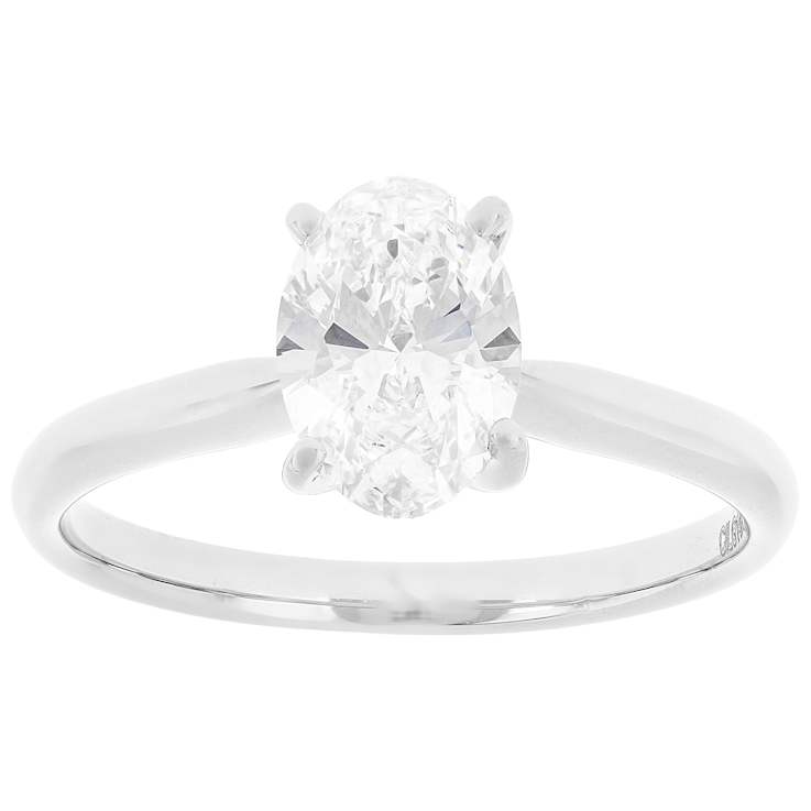 Lab-Grown Diamond Oval Solitaire Ring In 14K White Gold 1.10ct