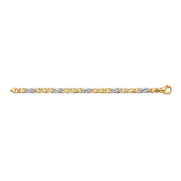 14k Yellow Gold and 14k White Gold 5.8mm Hand-polished Fancy Link Bracelet