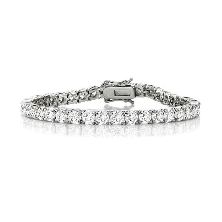 CZ Tennis Bracelet In White Rhodium Over Brass