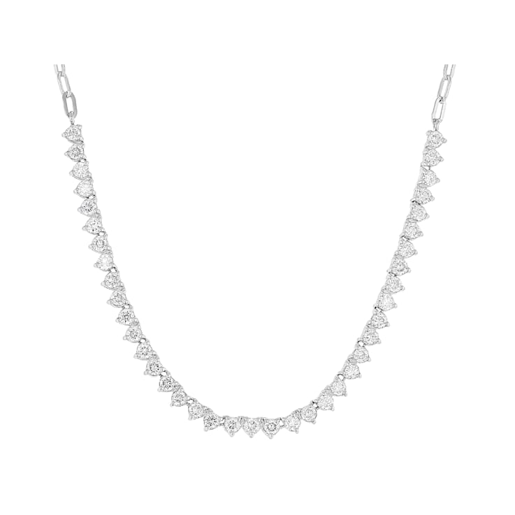 DaInty Lab-Grown Diamond Station Necklace 1ctw In Sterling Silver
