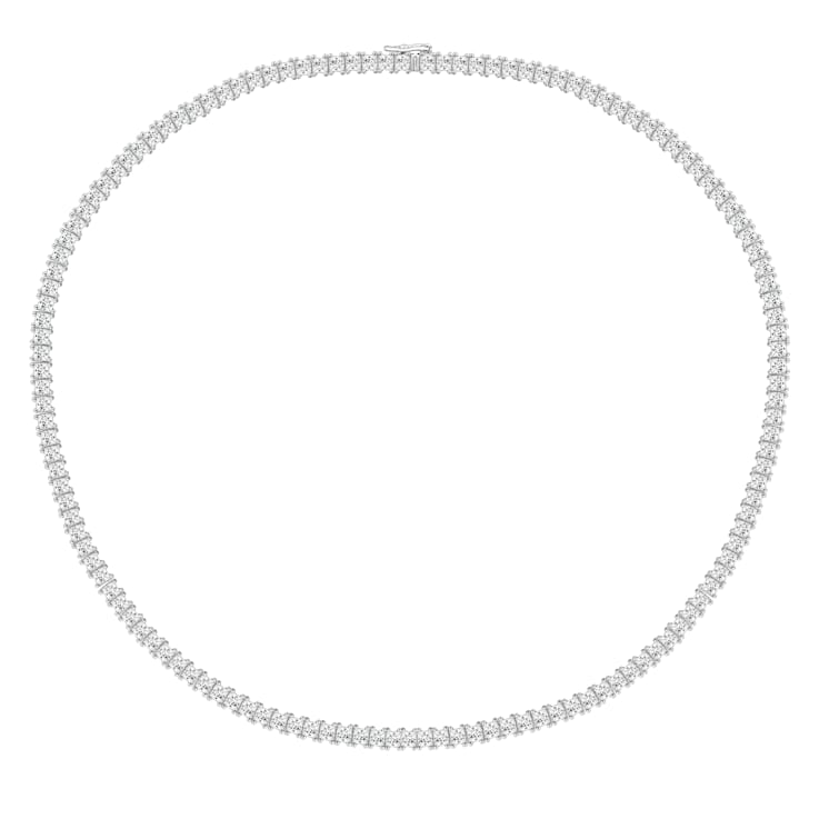 White Cubic Zirconia Platinum Over Sterling Silver Tennis Necklace 21.74ctw