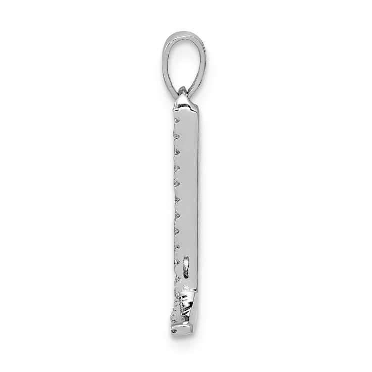 Rhodium Over 14K White Gold Diamond Letter L Initial Pendant