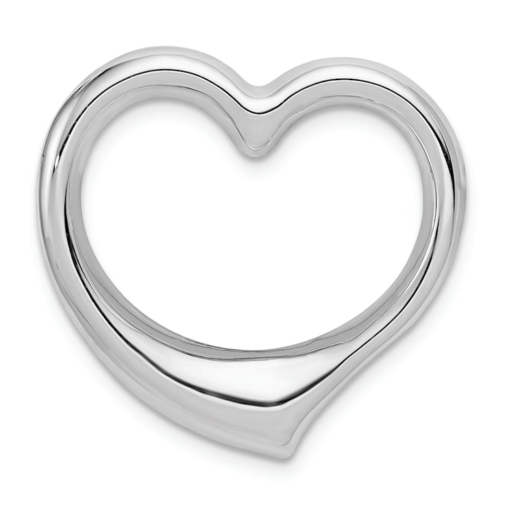 Rhodium Over 14K White Gold Heart Slide Pendant