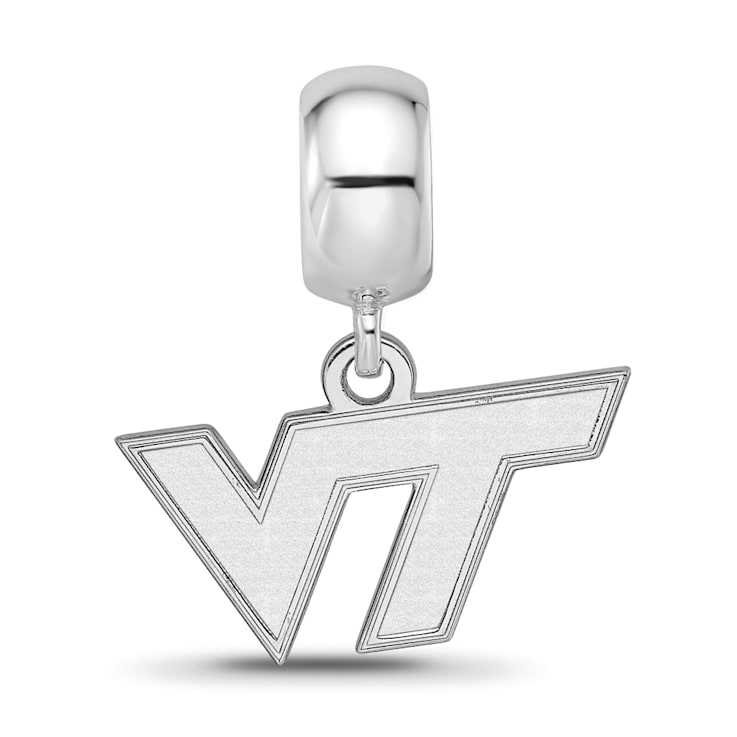 Sterling Silver Rhodium-plated LogoArt Virginia Tech XS Dangle Bead