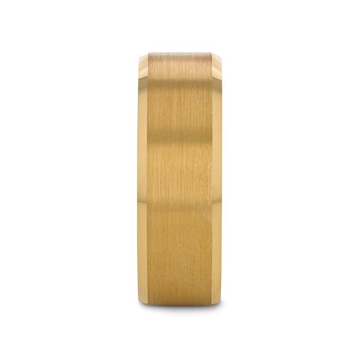 HONOR Gold-Plated Tungsten Beveled Polished Edges Flat Ring with Brushed
Center 8mm