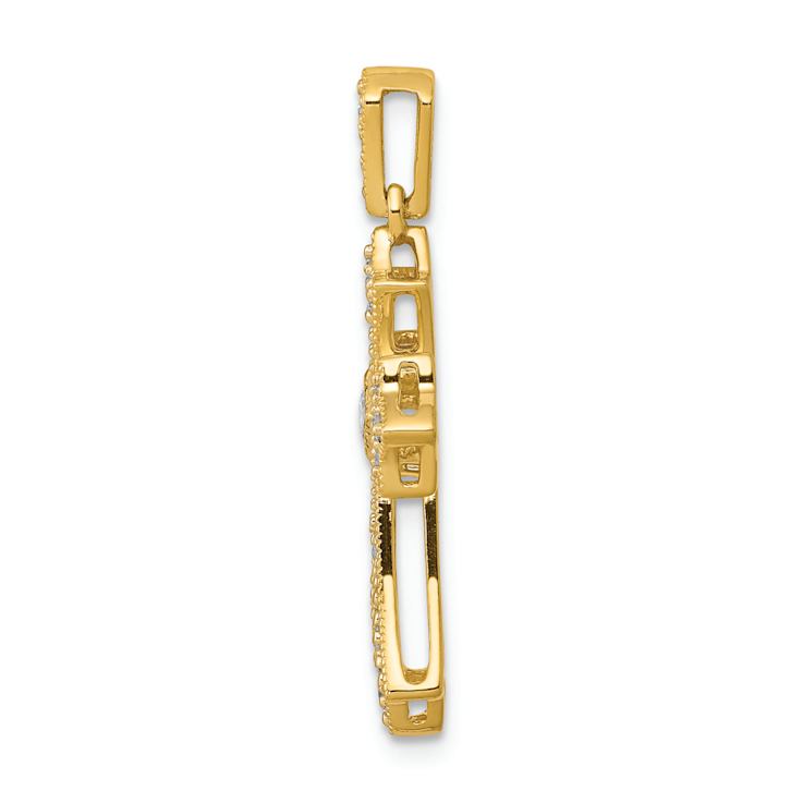 14K Two-tone Gold  Diamond Fleur-De-Lis Cross Pendant