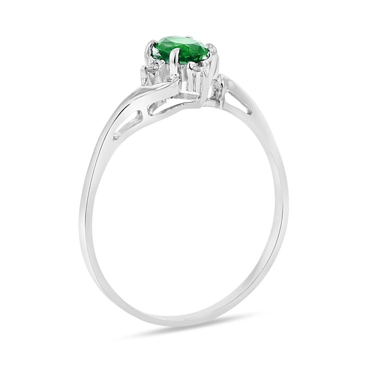 0.43ctw Emerald and Diamond Ring in 14k White Gold