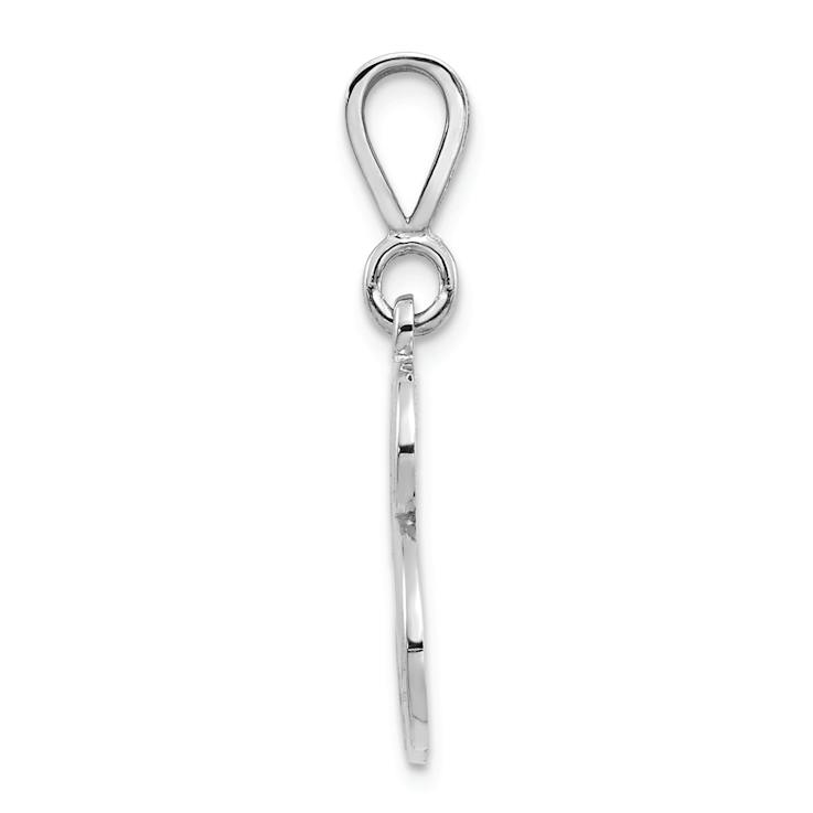 Rhodium Over 14k White Gold Solid Polished Script Filigree Textured
Letter B Initial Pendant
