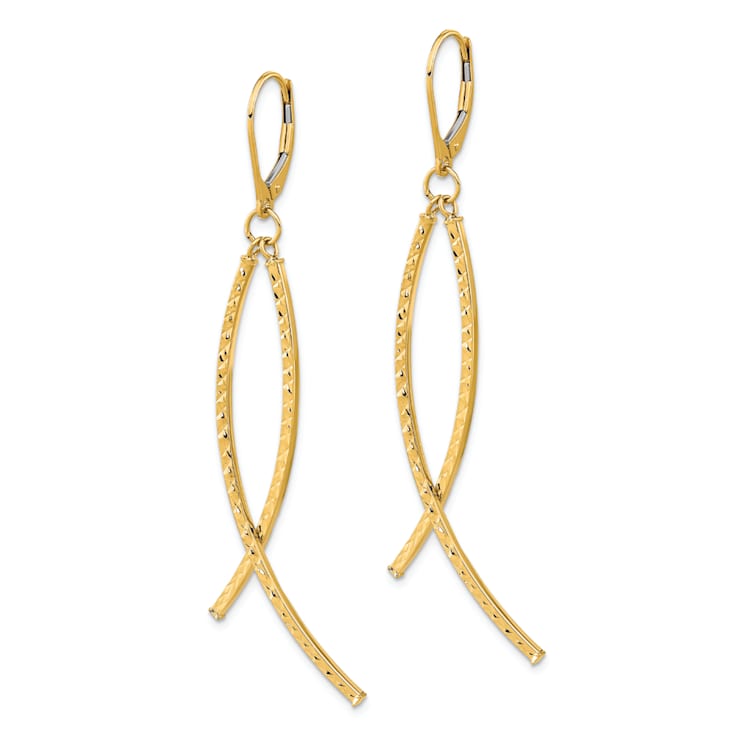14k Yellow Gold Polished Diamond-Cut Fancy Dangle Earrings