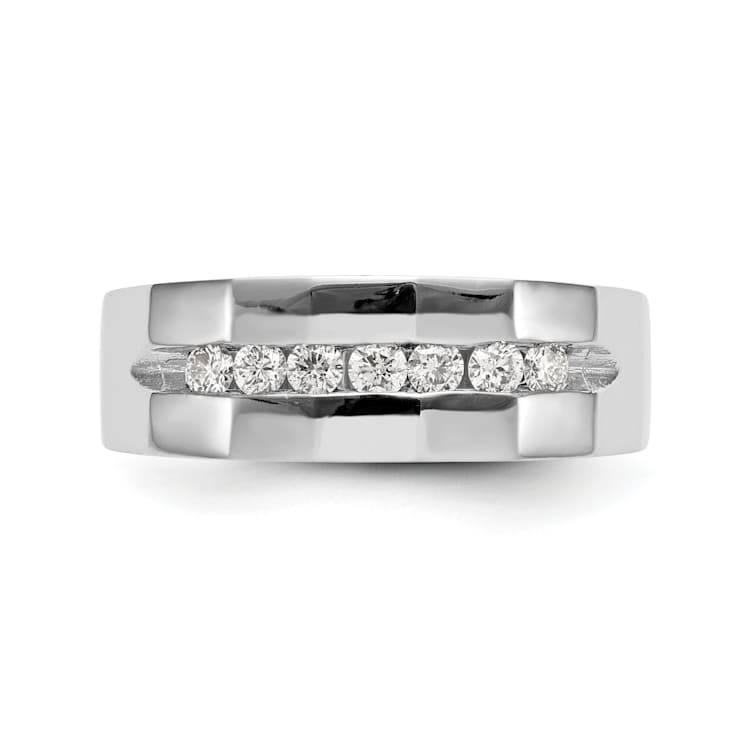 Rhodium Over 14K White Gold Lab Grown Diamond SI1/SI2, G H I, Men's Band
