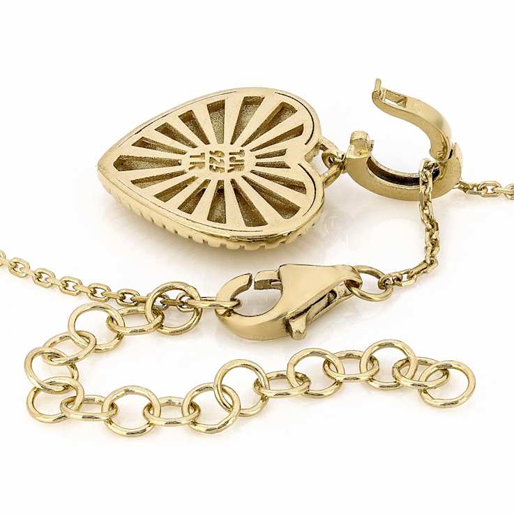 White Zircon Heart Enhancer Pendant With Chain In 18K Gold Over Sterling
Silver 0.12ct