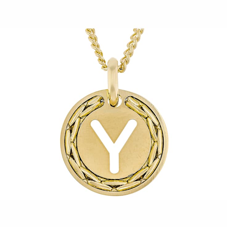 Cardano Initial Y Pendant Necklace In 18K Gold Over Bronze