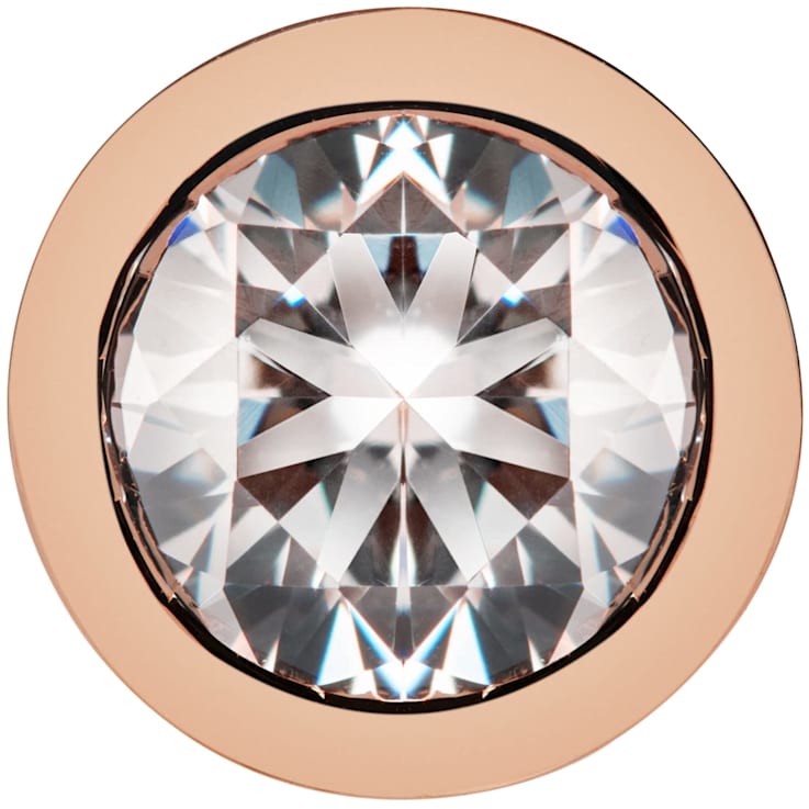 White Cubic Zirconia 14k Rose Gold Studs With Velvet Gift Box 1.00ctw